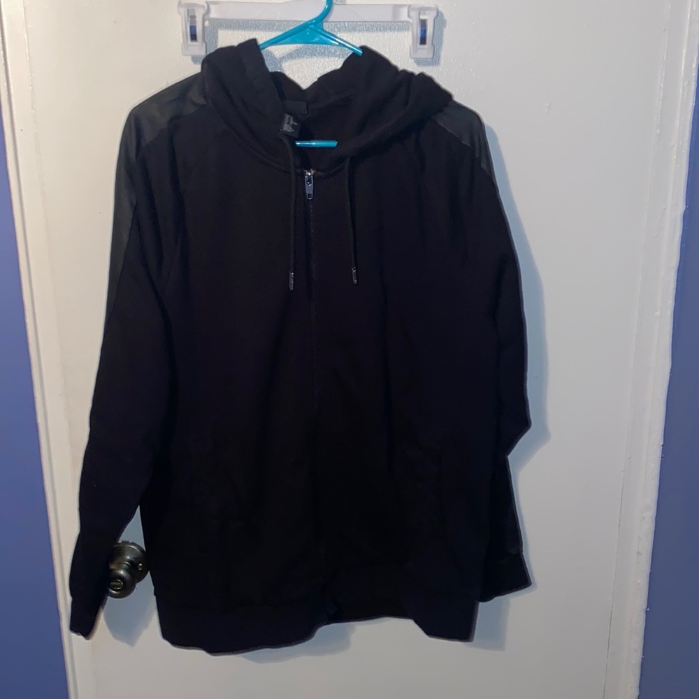 H and M zip up hoodie with leather side stripes